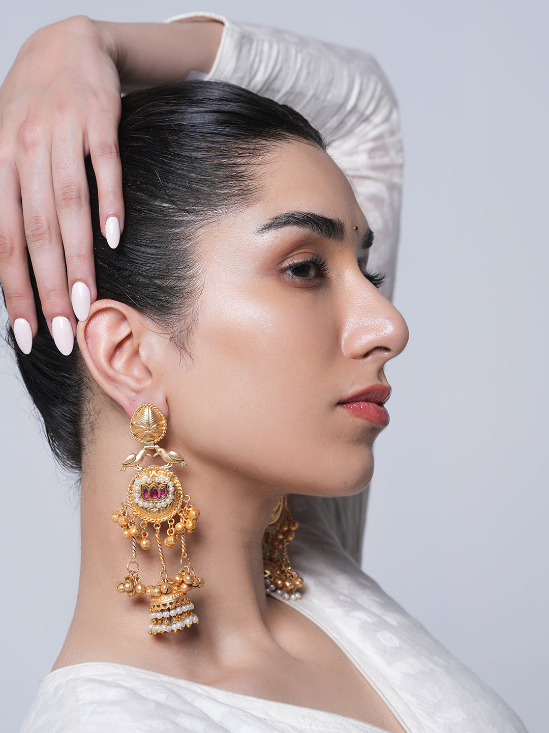 Long Peacock Design Ghungroo Jhumki