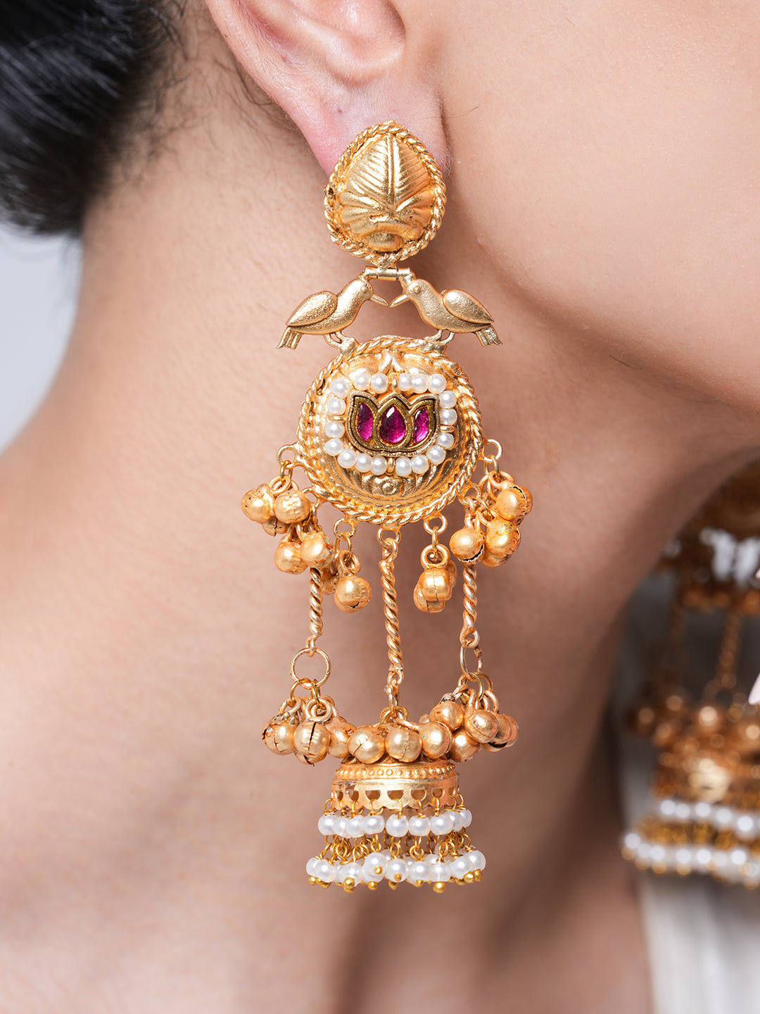 Long Peacock Design Ghungroo Jhumki