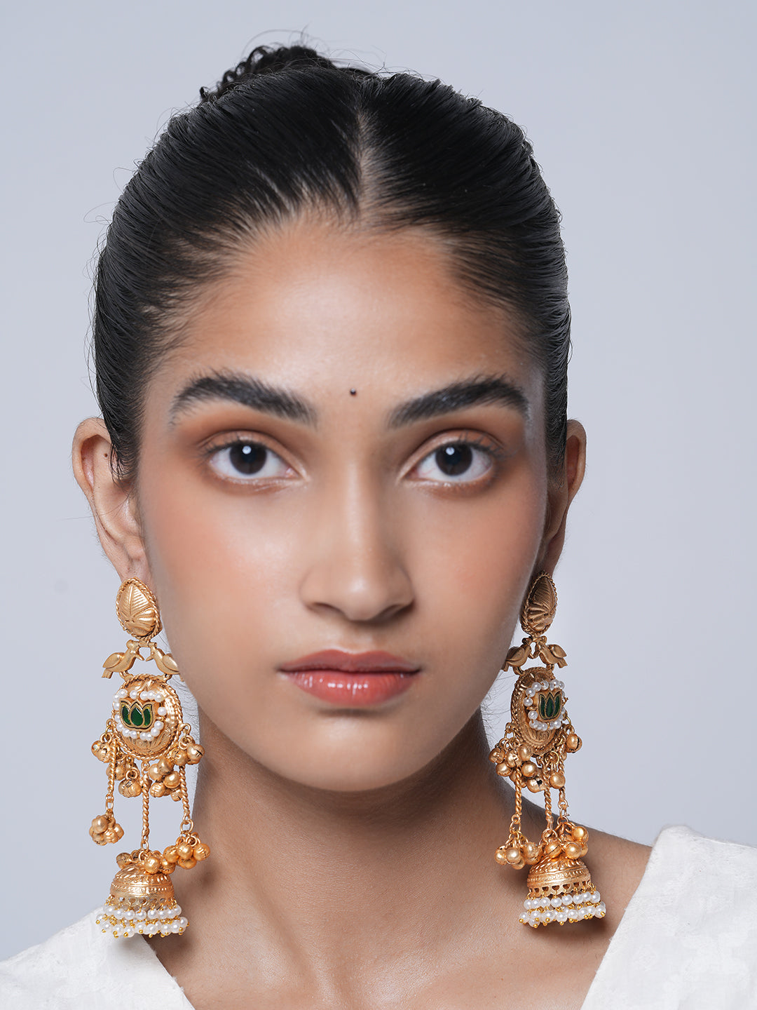 Long Peacock Design Ghungroo Jhumki