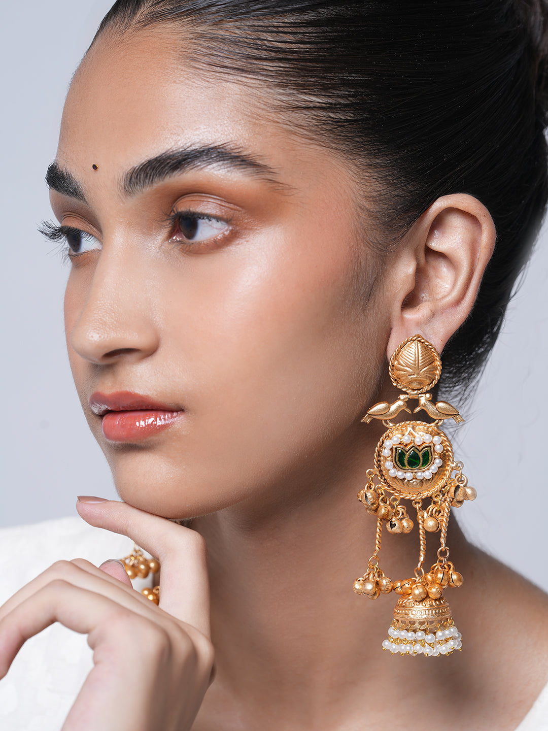 Long Peacock Design Ghungroo Jhumki
