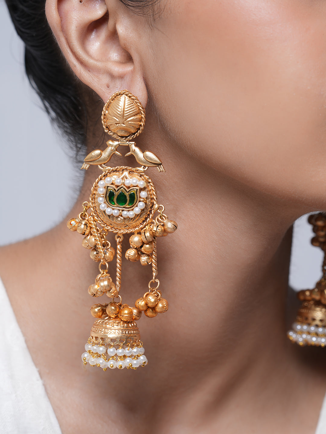 Long Peacock Design Ghungroo Jhumki