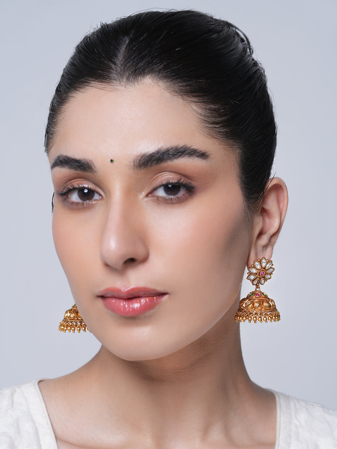 Designer Antique Multicolor Stone Jhumki