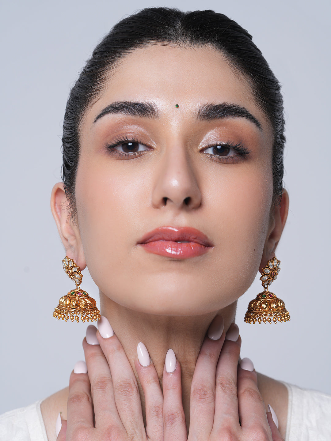 Designer Antique Multicolor Stone Jhumki