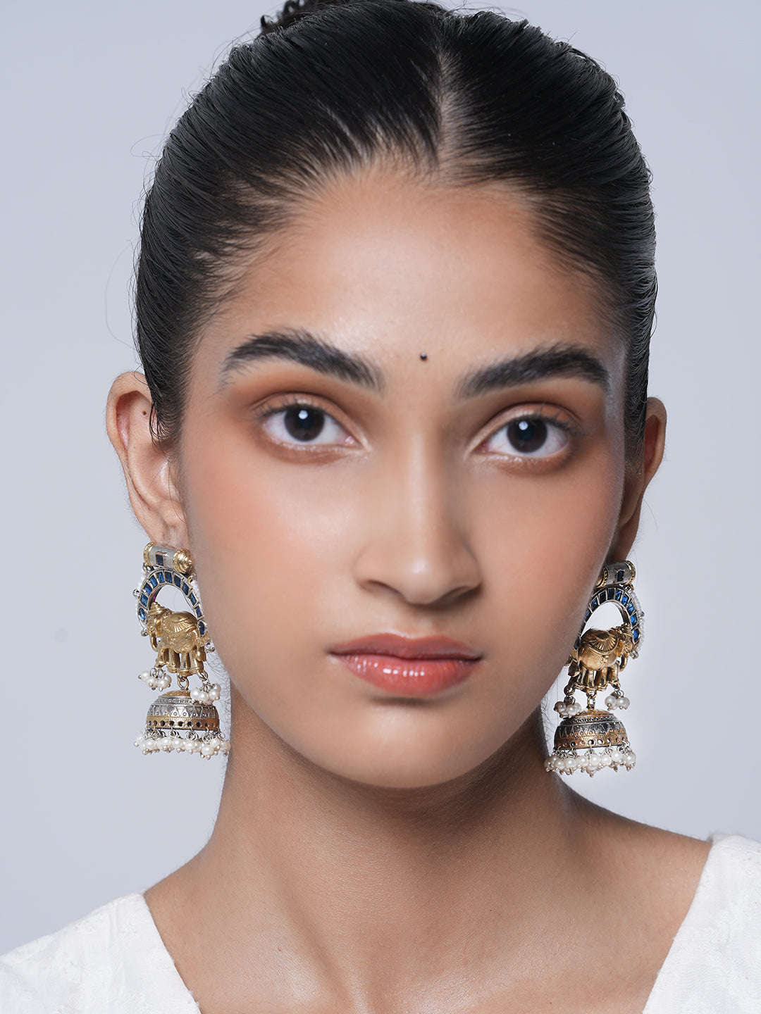Blue Elephant Design Fusion Earrings