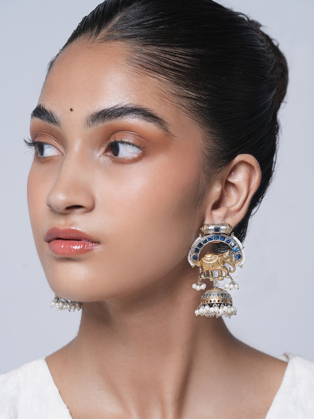 Blue Elephant Design Fusion Earrings
