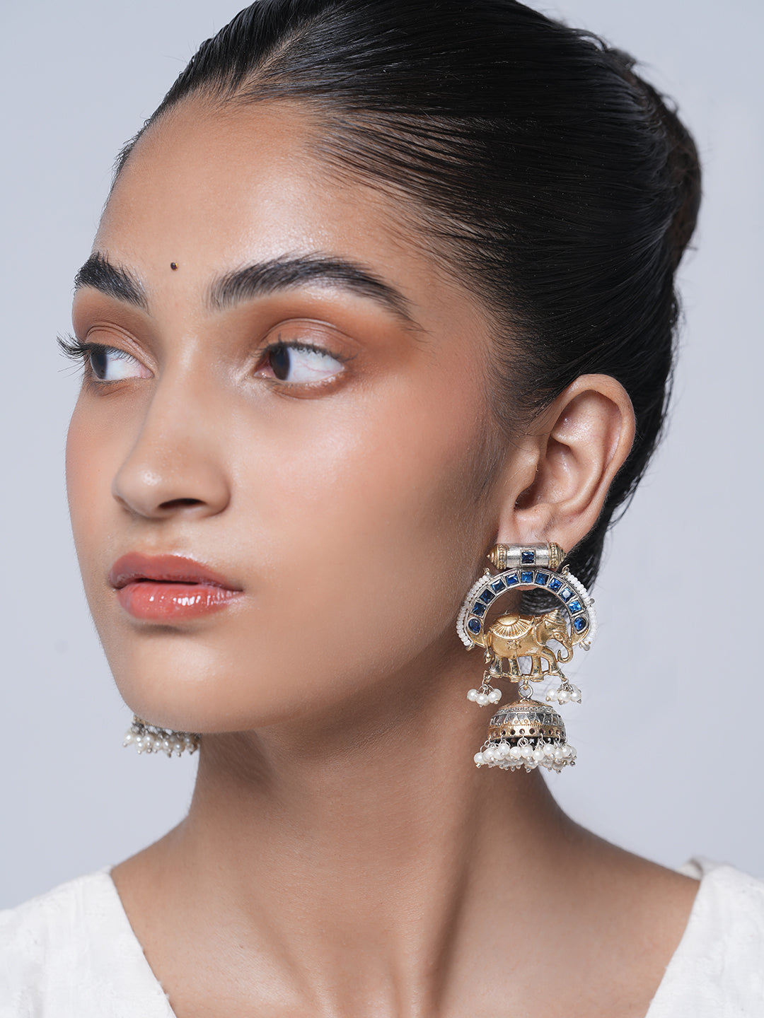 Blue Elephant Design Fusion Earrings