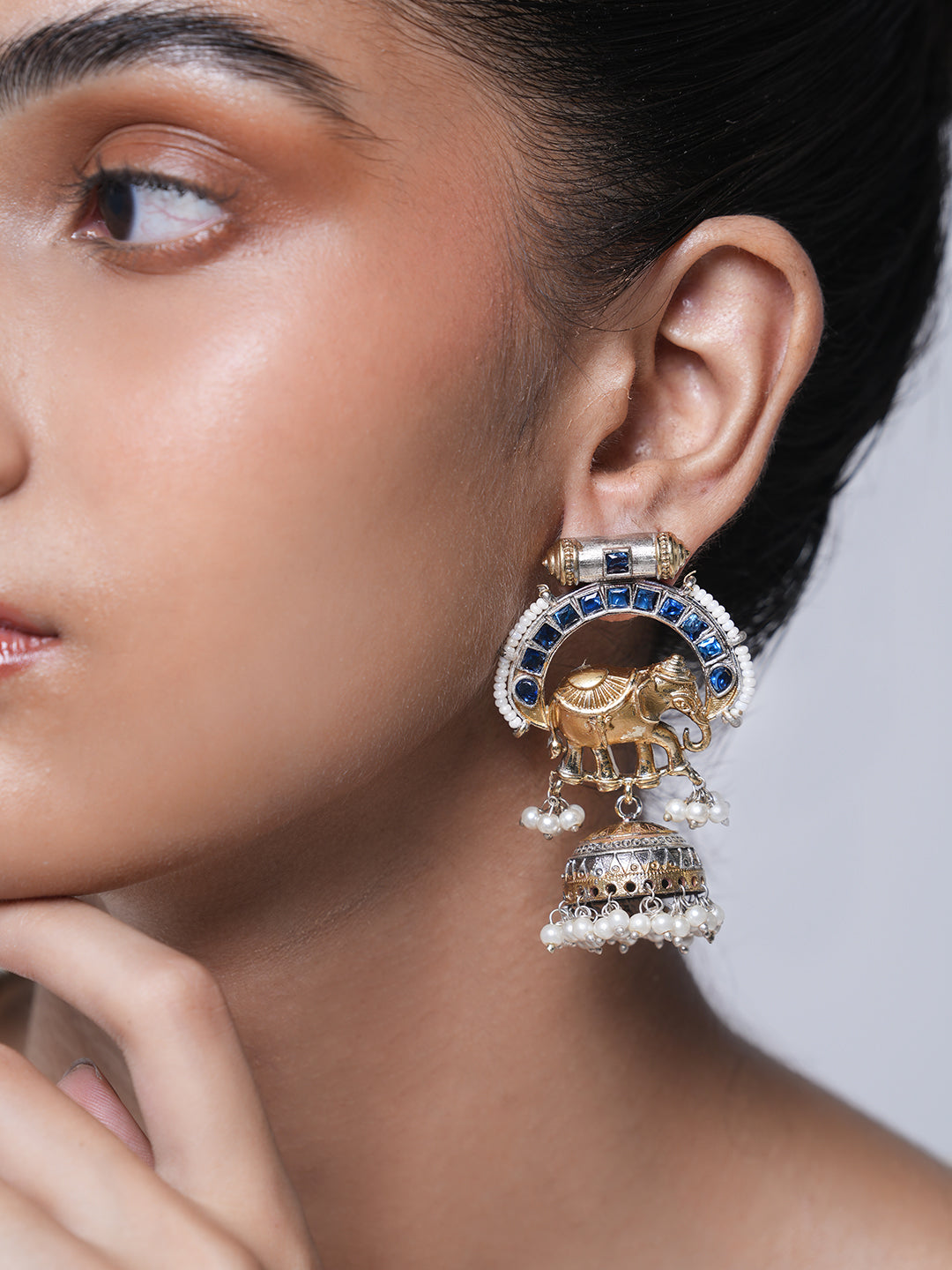 Blue Elephant Design Fusion Earrings