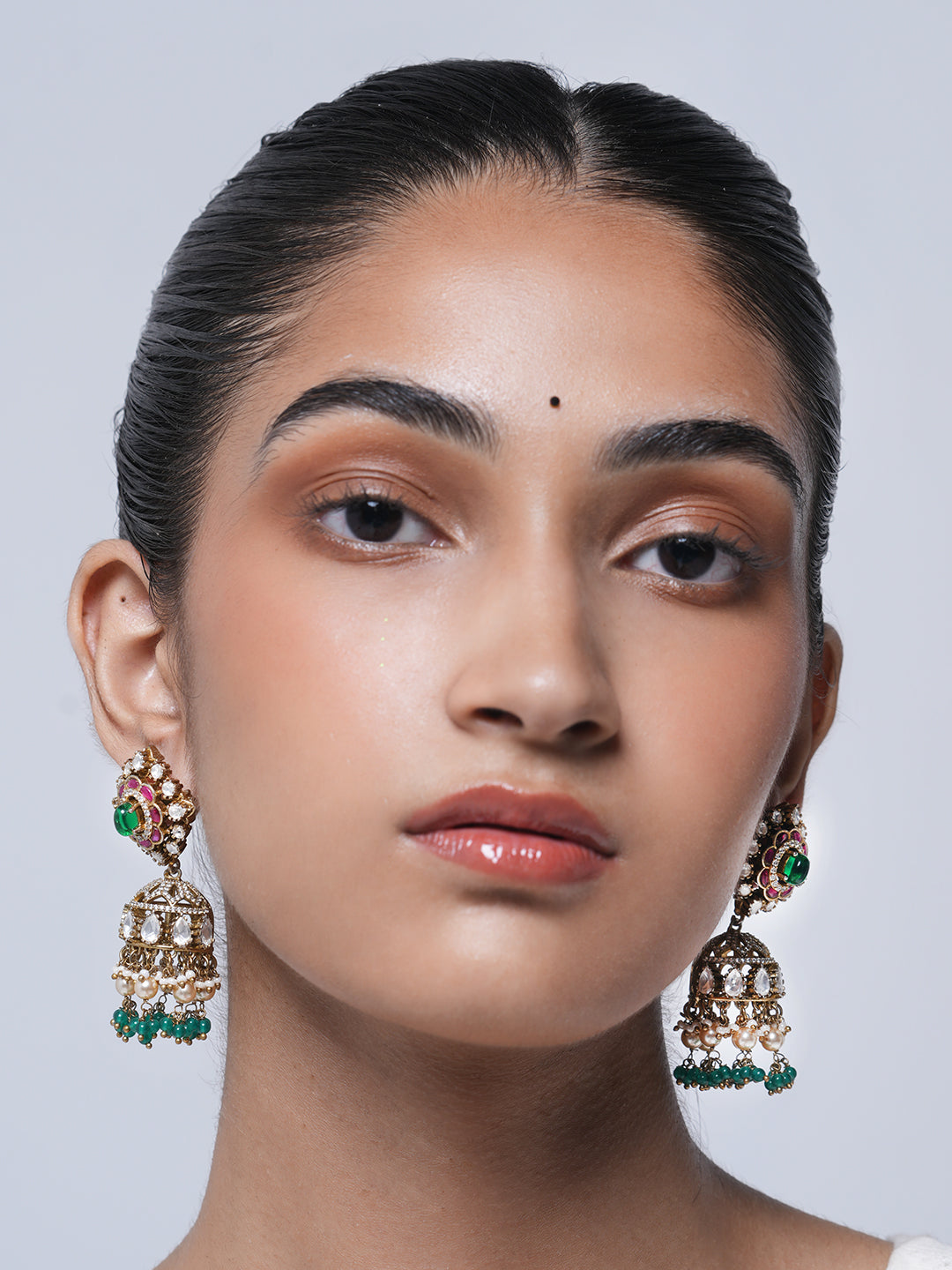 Designer Green Pink Jhumki