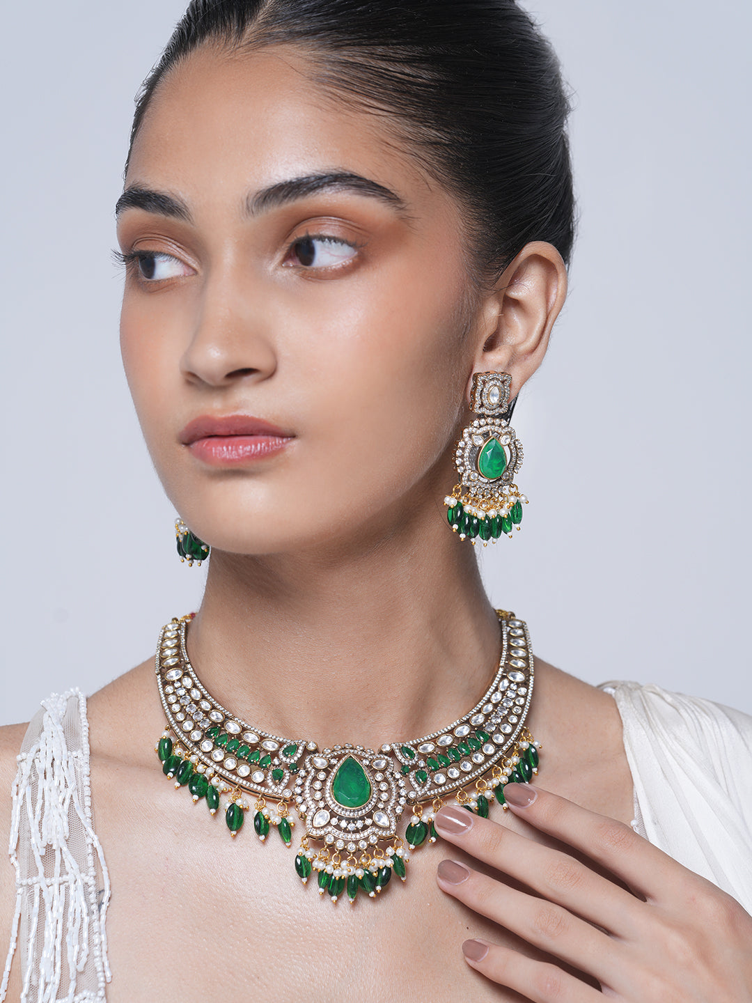 Green Designer Mehendi Polish Necklace
