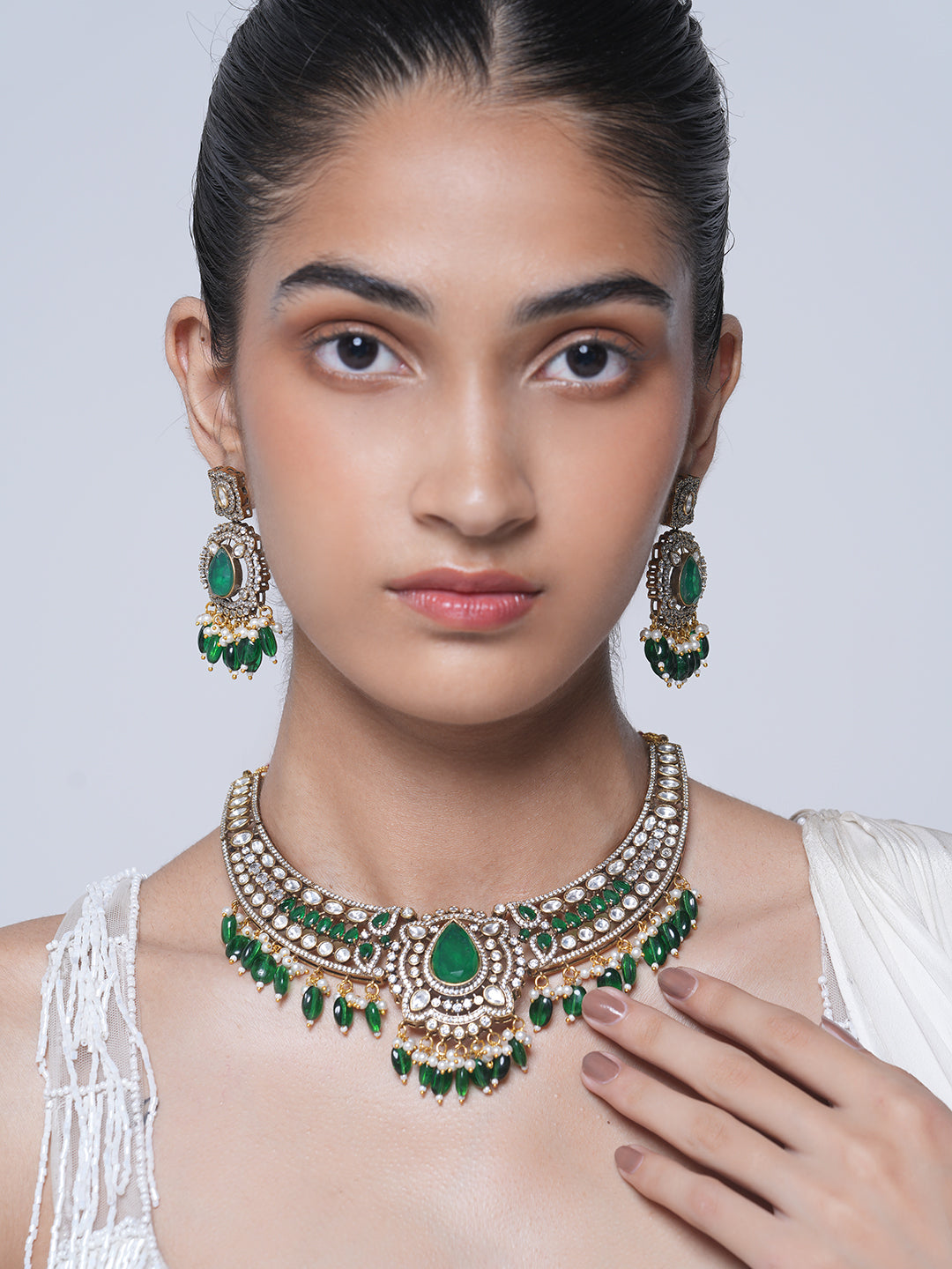 Green Designer Mehendi Polish Necklace
