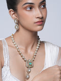 Long Mehendi Polish Kundan Pendant Set