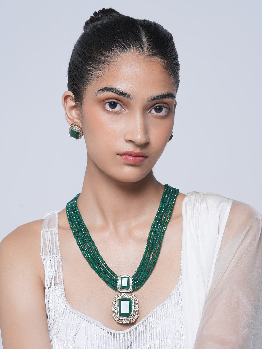 Designer Big Stone Pendant Set