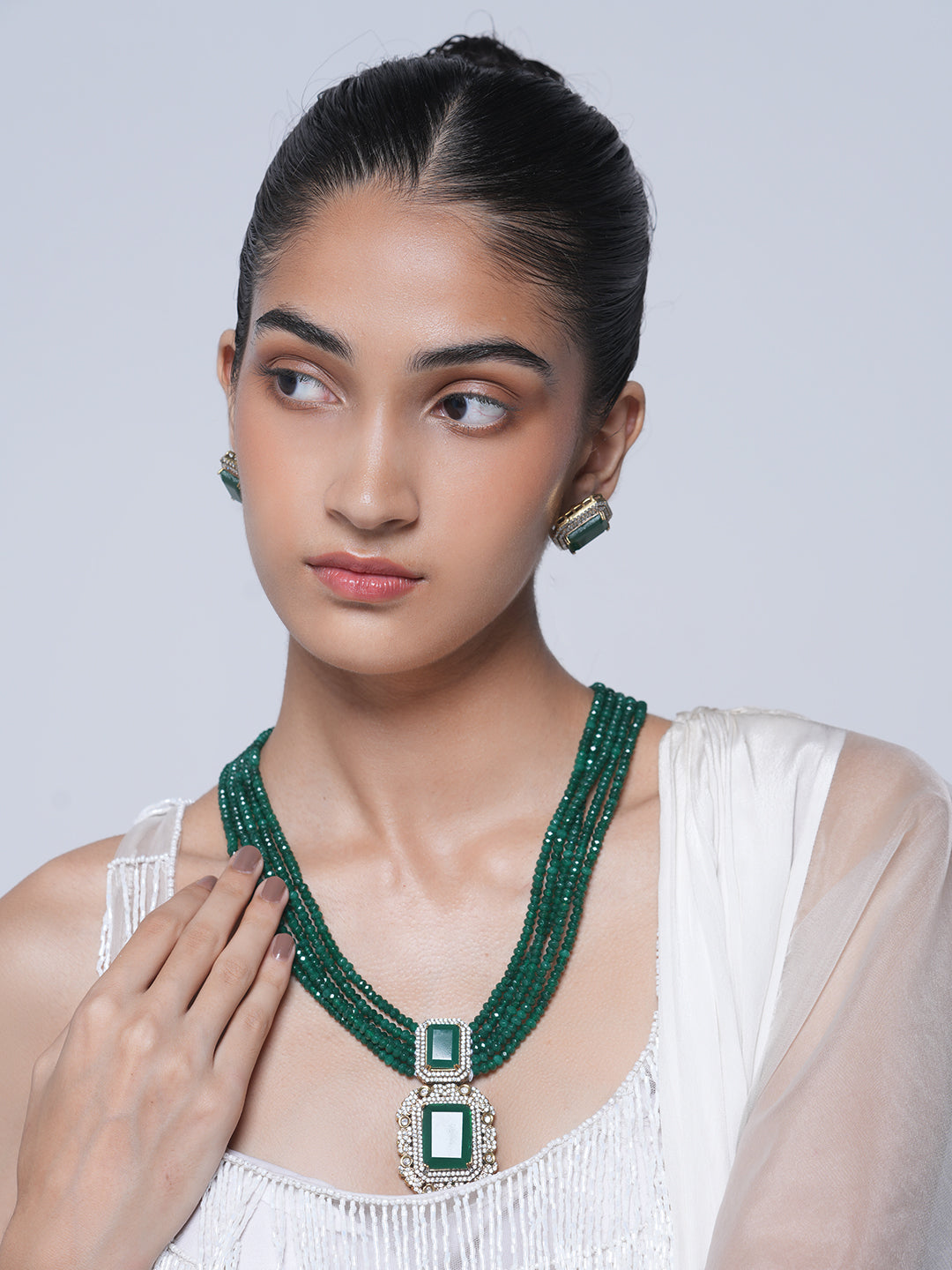 Designer Big Stone Pendant Set