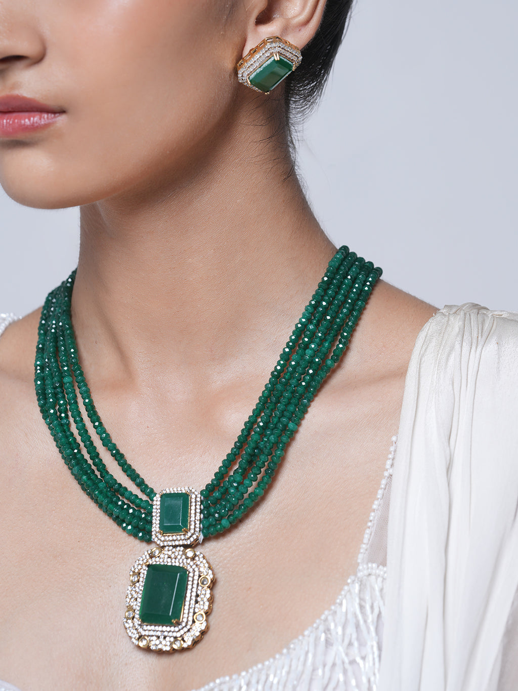 Designer Big Stone Pendant Set