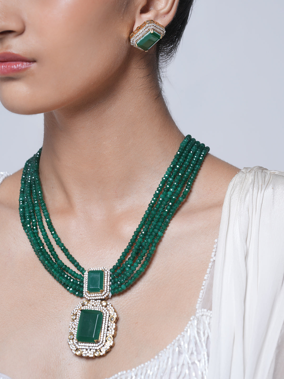 Designer Big Stone Pendant Set
