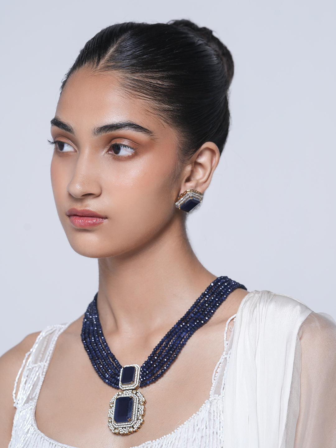 Designer Big Stone Pendant Set