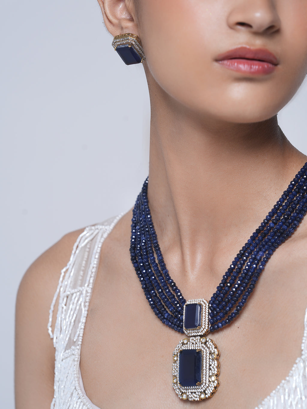 Designer Big Stone Pendant Set