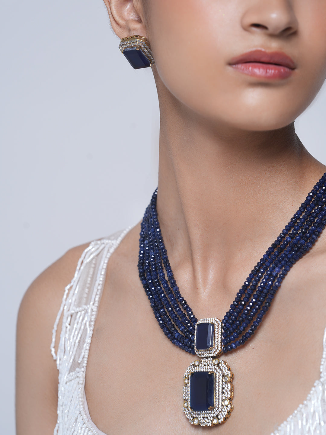 Designer Big Stone Pendant Set