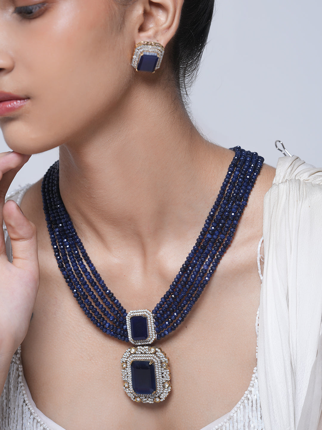 Designer Big Stone Pendant Set