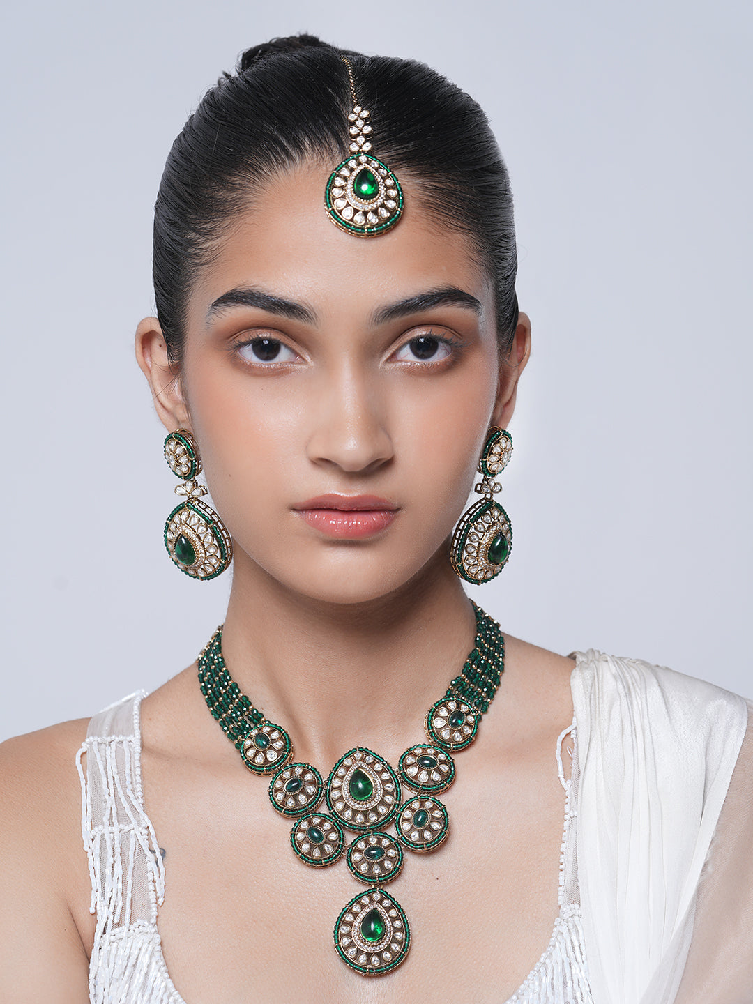 Green Mehendi Polish Heavy Necklace
