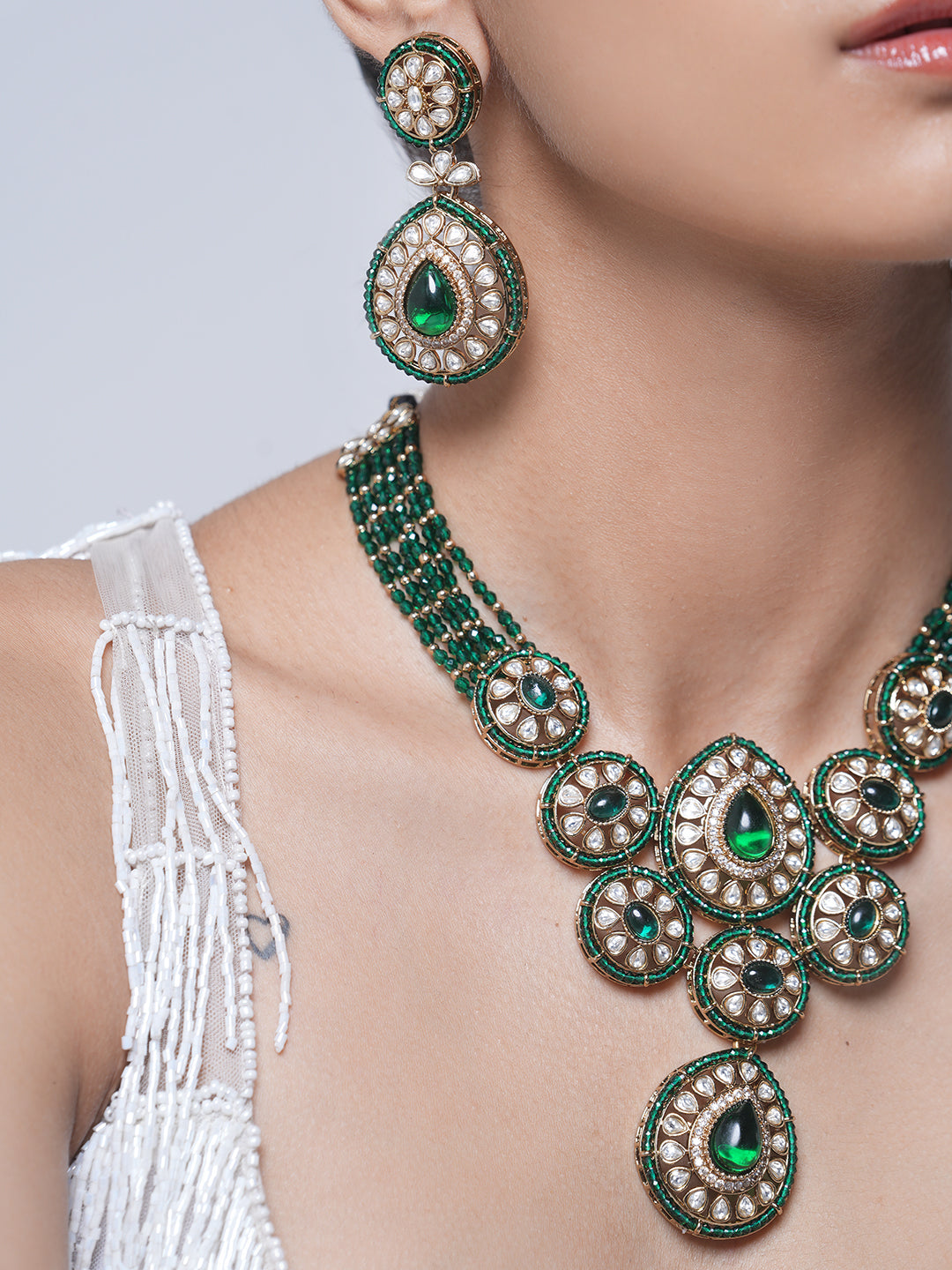 Green Mehendi Polish Heavy Necklace