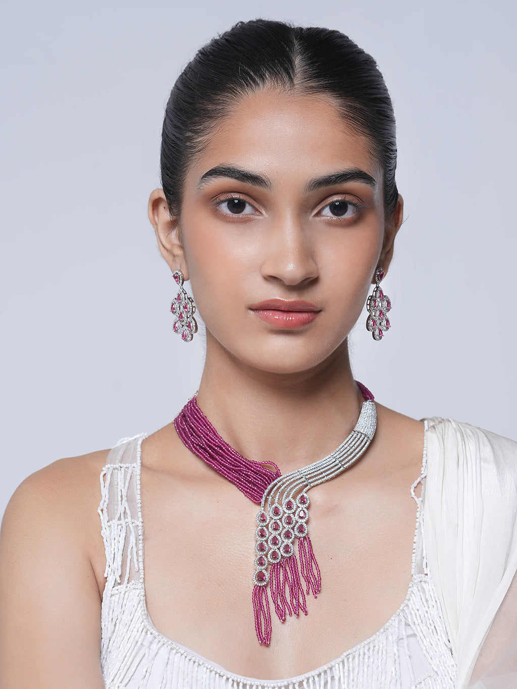Pink Designer CZ Necklace