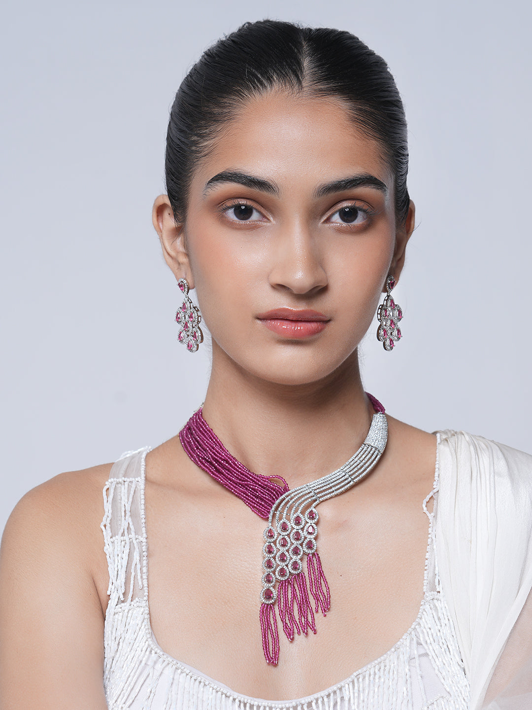 Pink Designer CZ Necklace