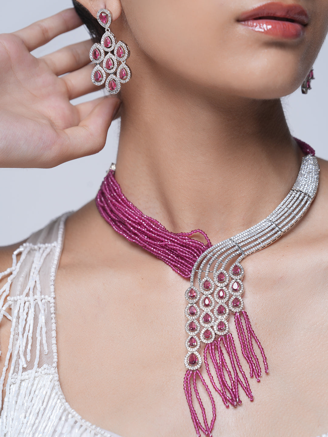 Pink Designer CZ Necklace
