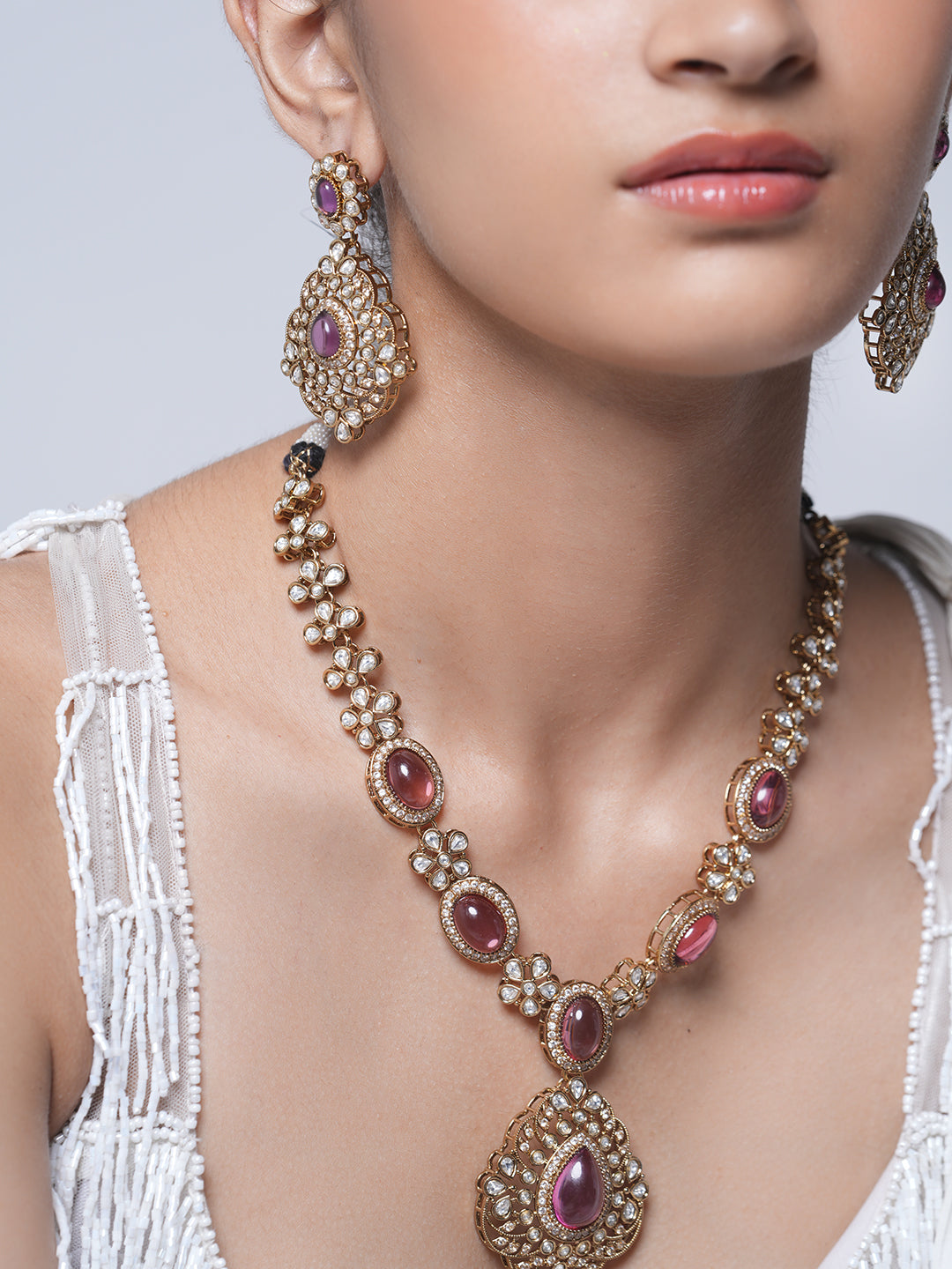 Designer Mehendi Polish Pink Necklace
