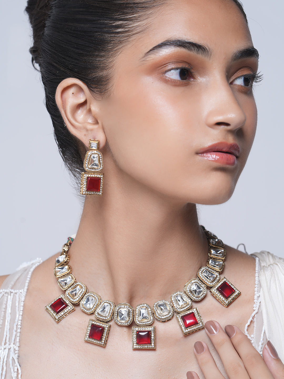 Mehendi Polish Red Kundan Necklace