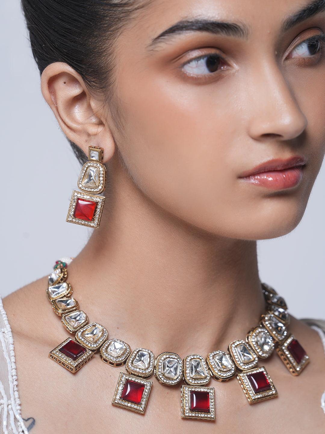 Mehendi Polish Red Kundan Necklace