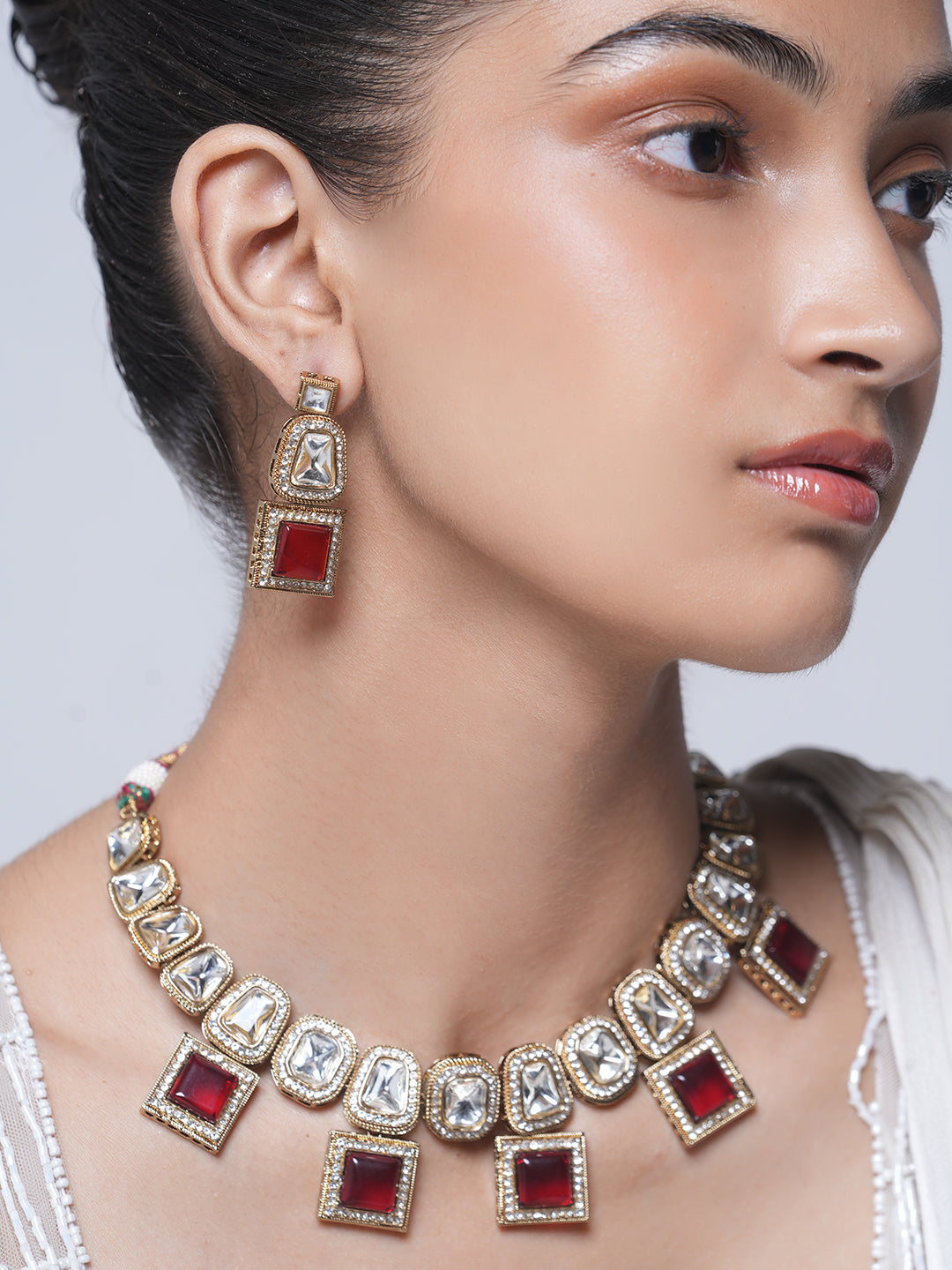 Mehendi Polish Red Kundan Necklace