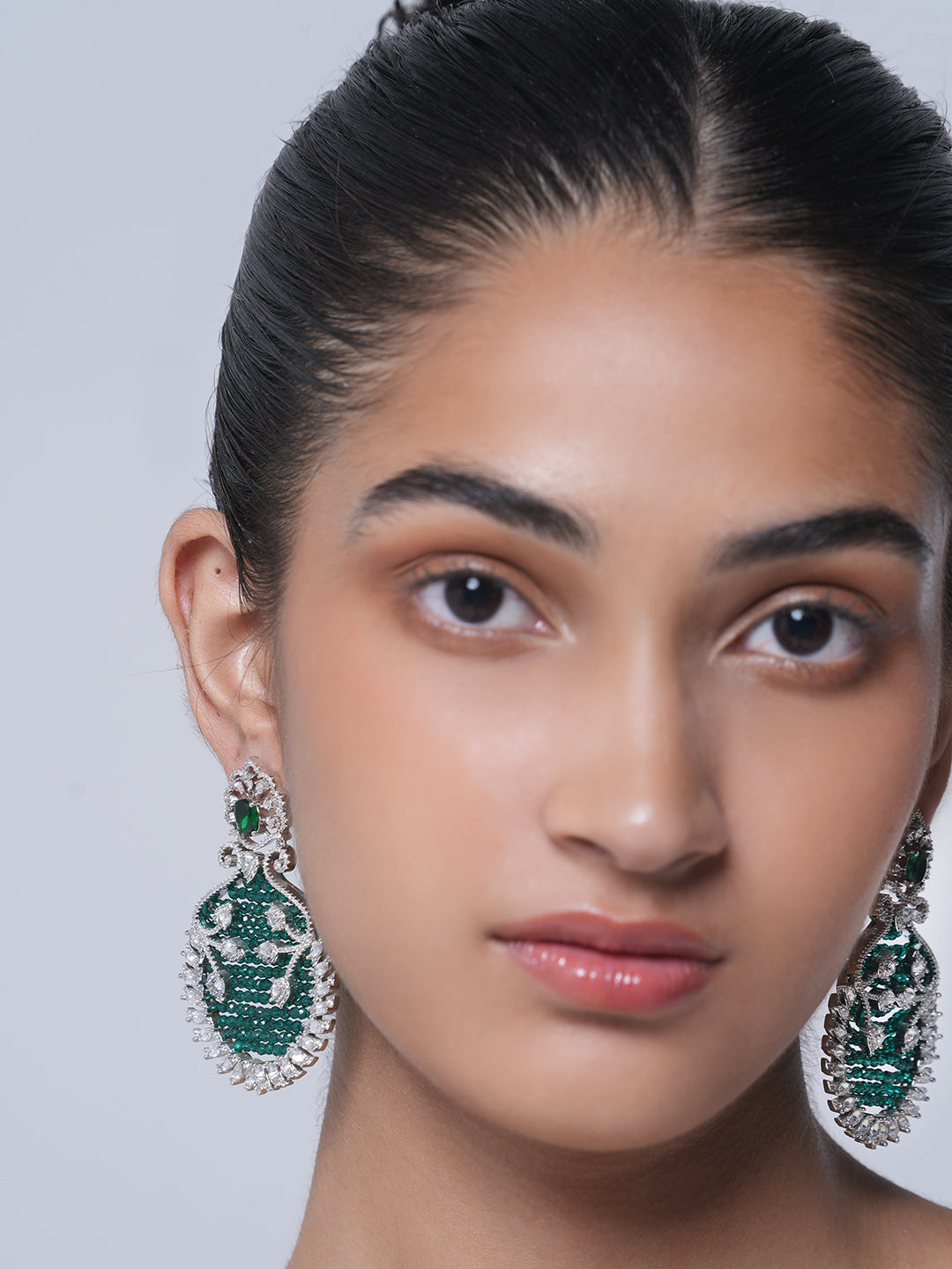 Designer Green AD Heavy Earrings