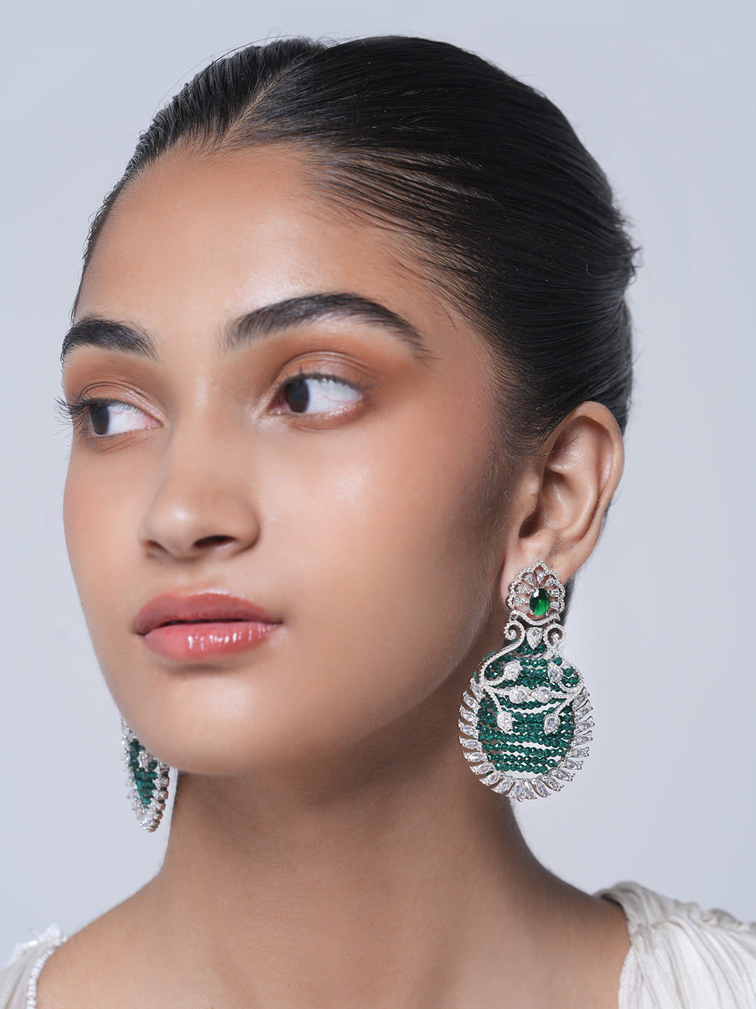 Designer Green AD Heavy Earrings