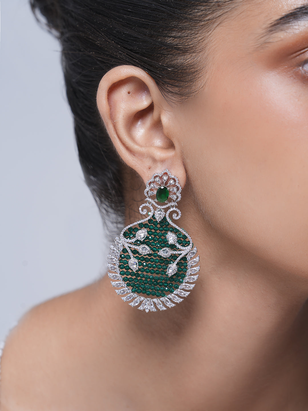 Designer Green AD Heavy Earrings