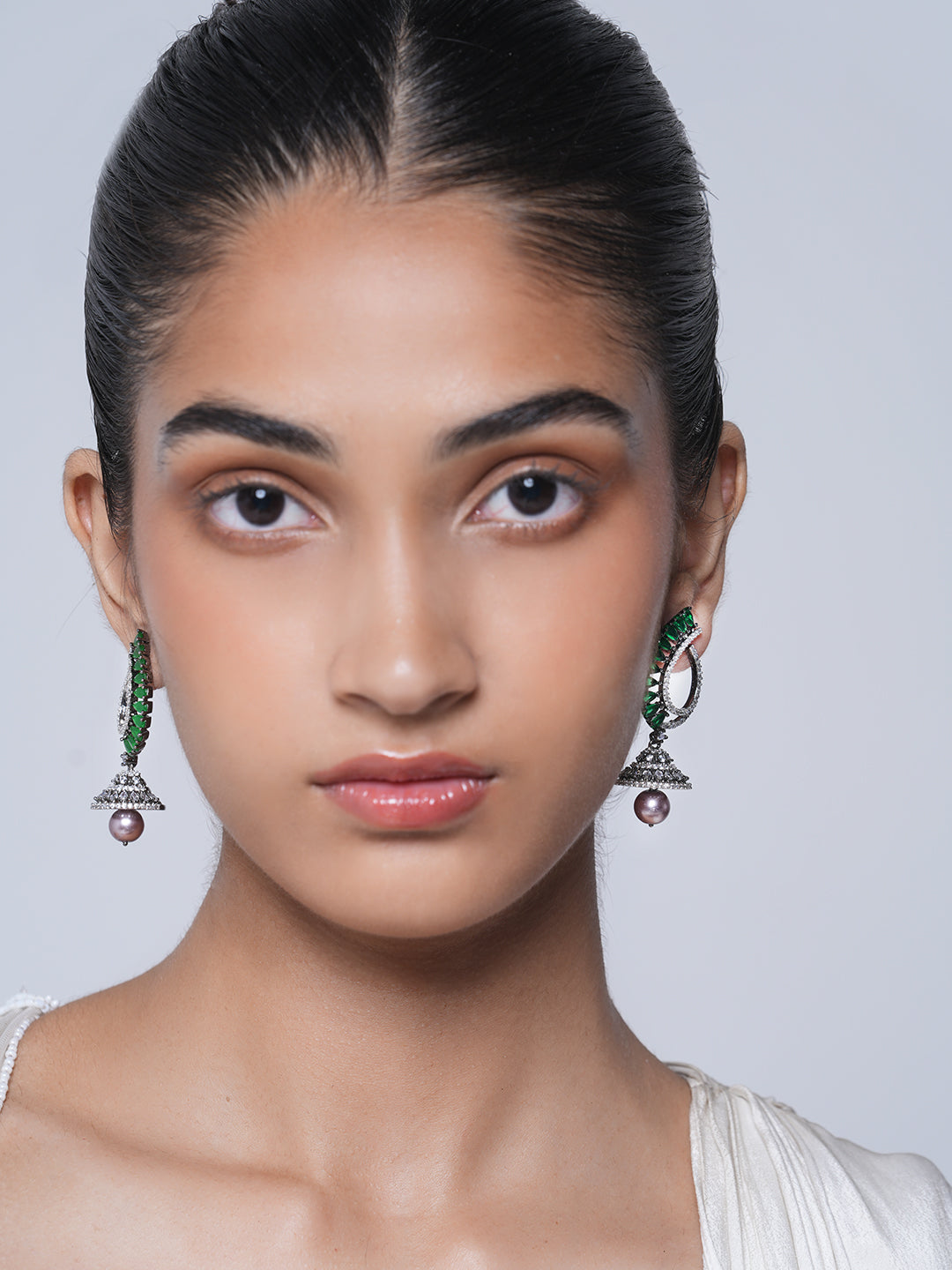 Designer Black Polish AD Jhumki