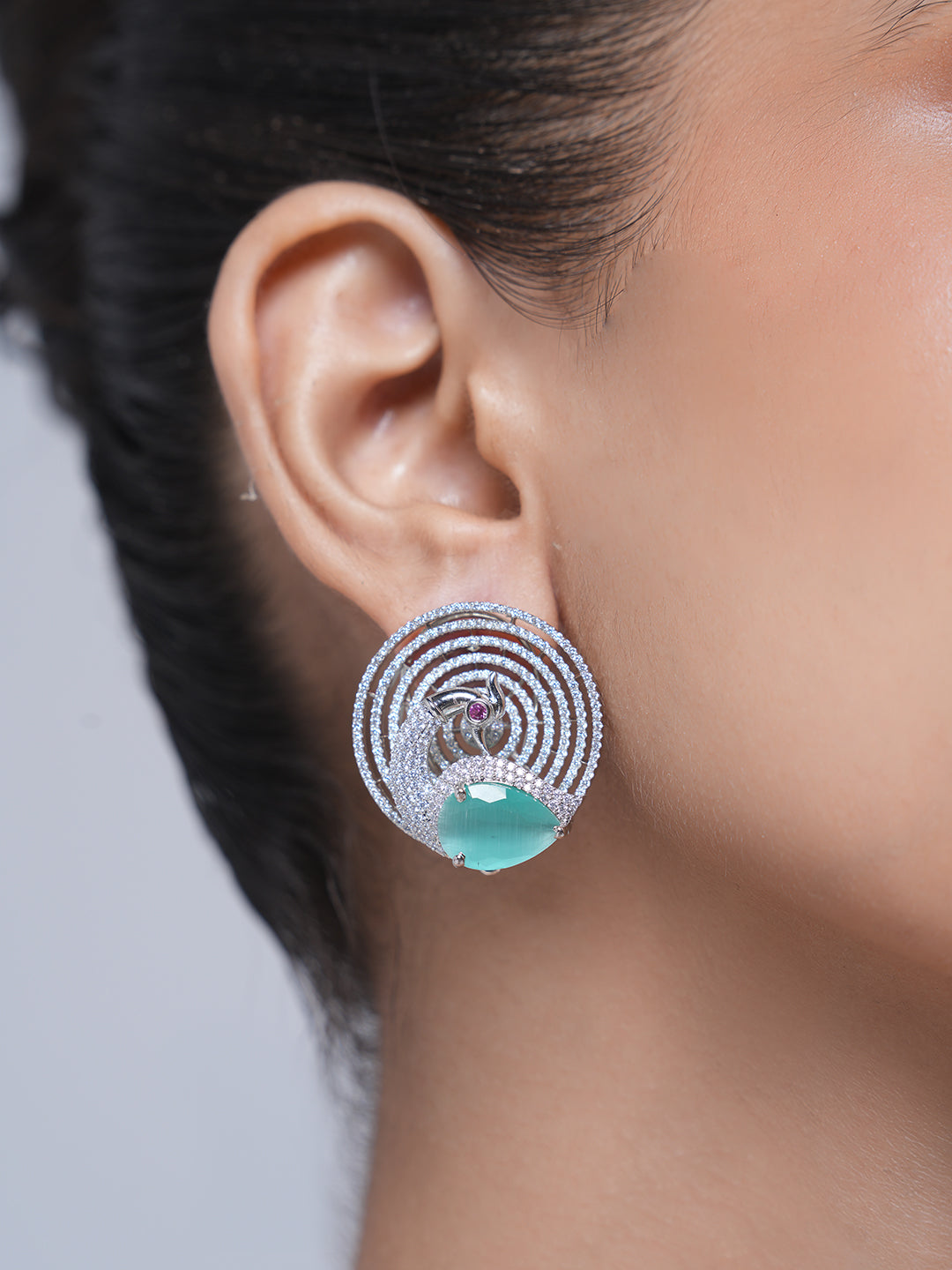 Peacock Shape AD Earrings