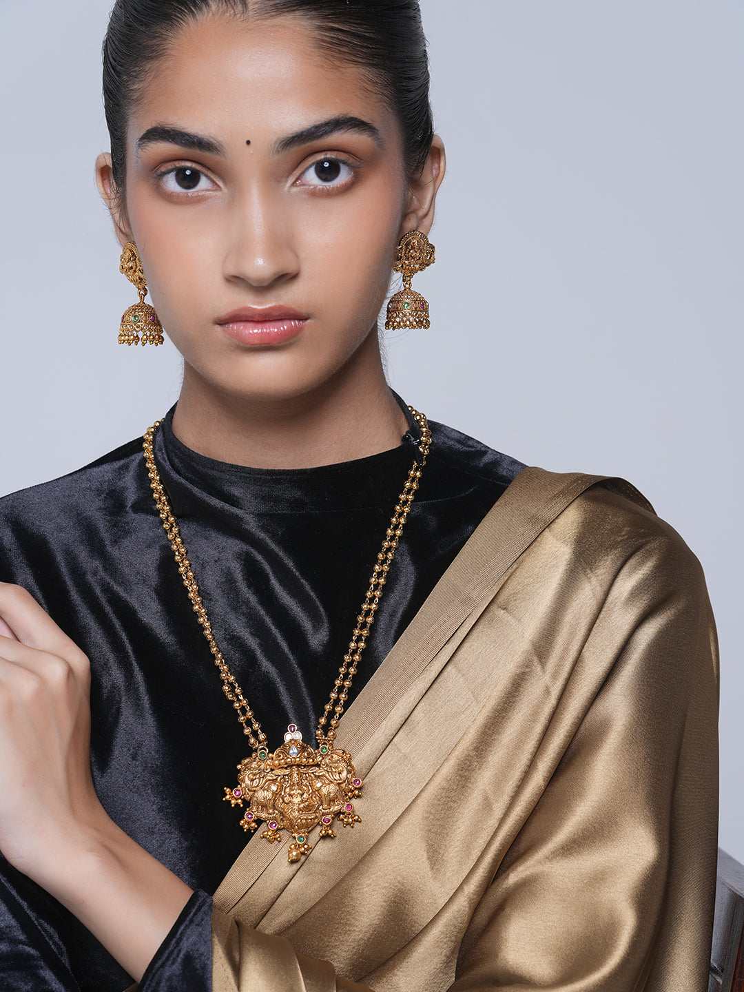 Lakshmi with Elephant Designer Pendant Set