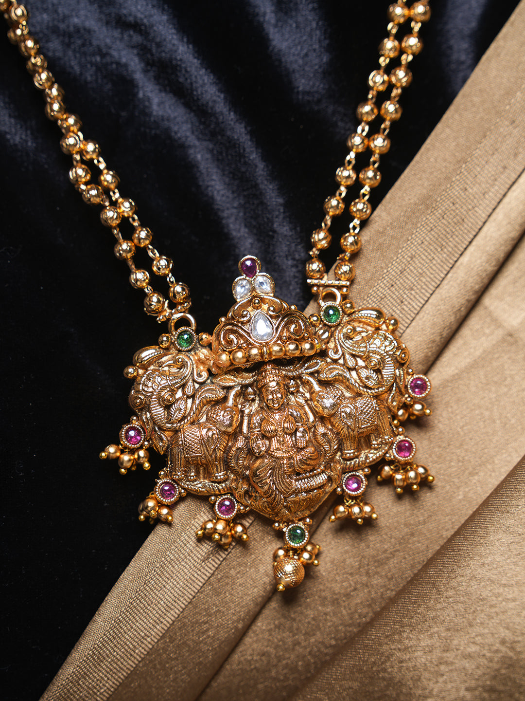 Lakshmi with Elephant Designer Pendant Set