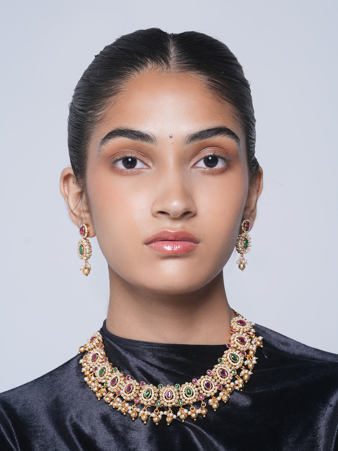 Pink Green Necklace Set