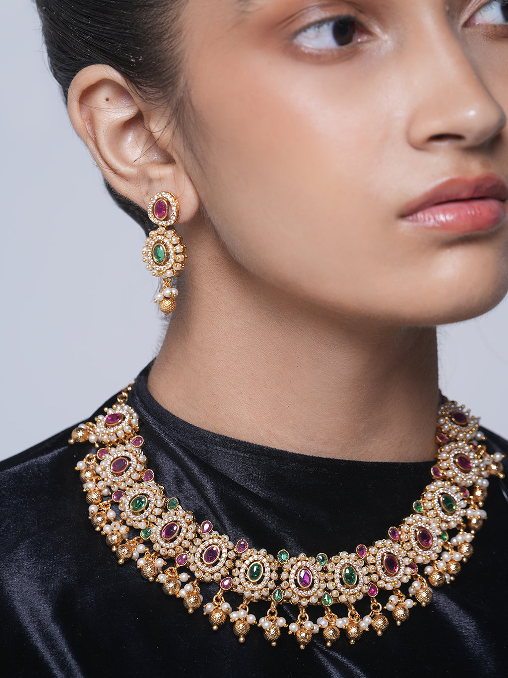 Pink Green Necklace Set