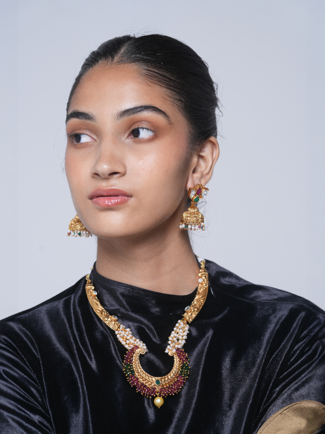 Designer Pink Green Hasli Style Necklace