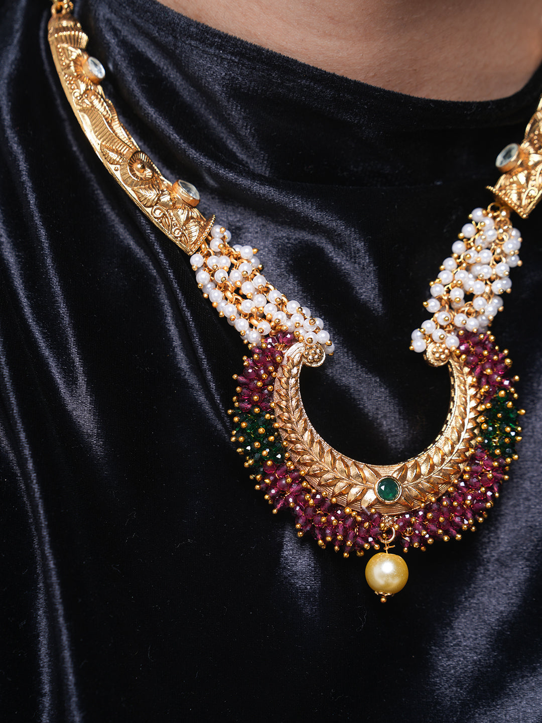 Designer Pink Green Hasli Style Necklace
