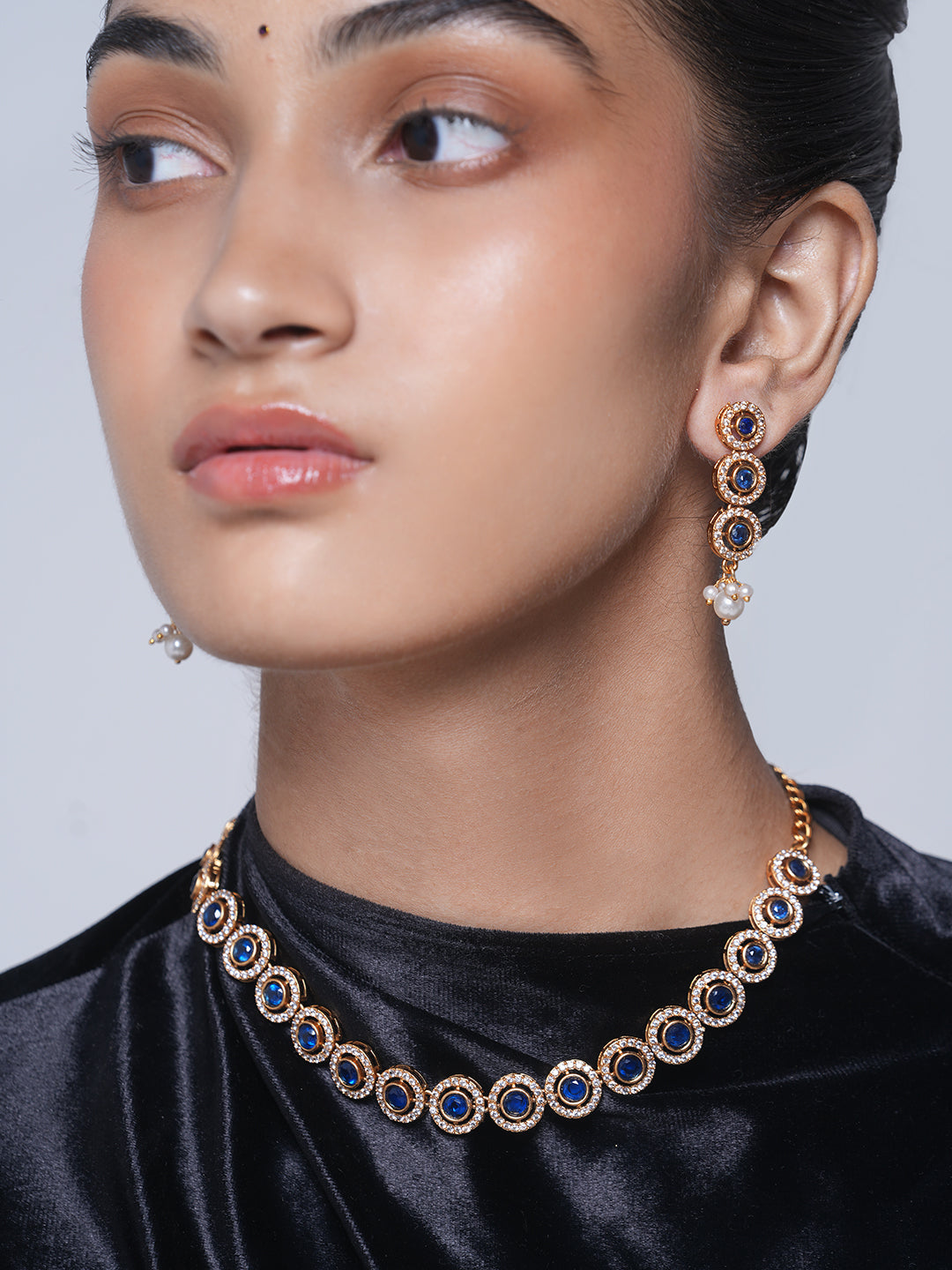 Sleek Blue Stone Necklace