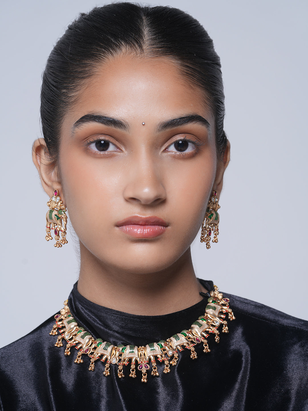 Meenakari Elephant Necklace