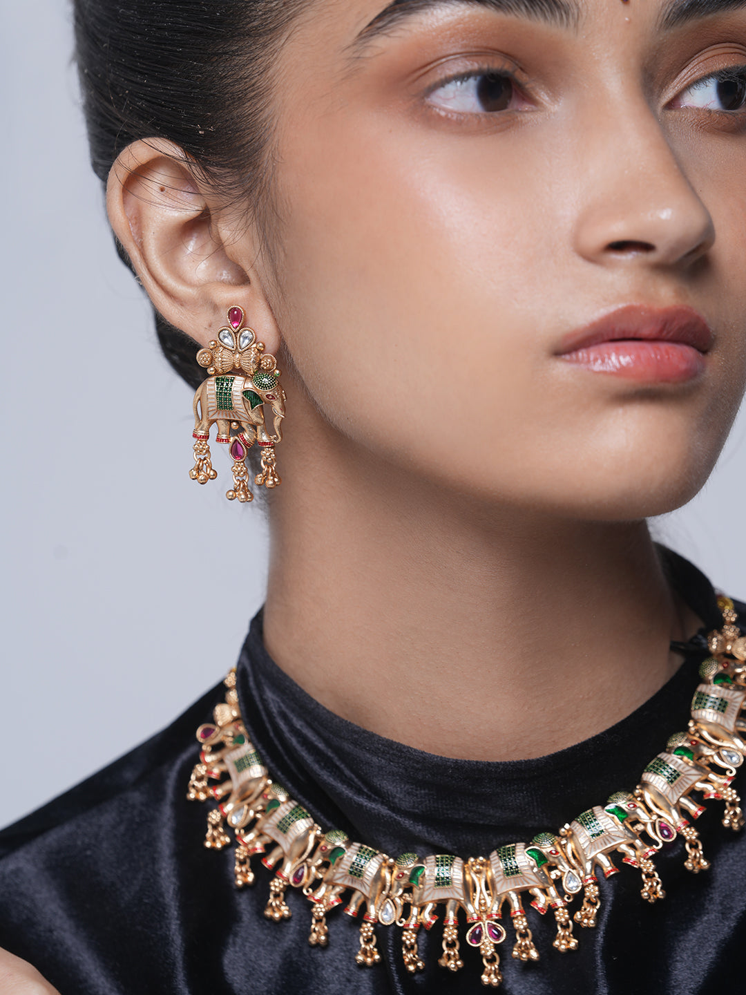 Meenakari Elephant Necklace