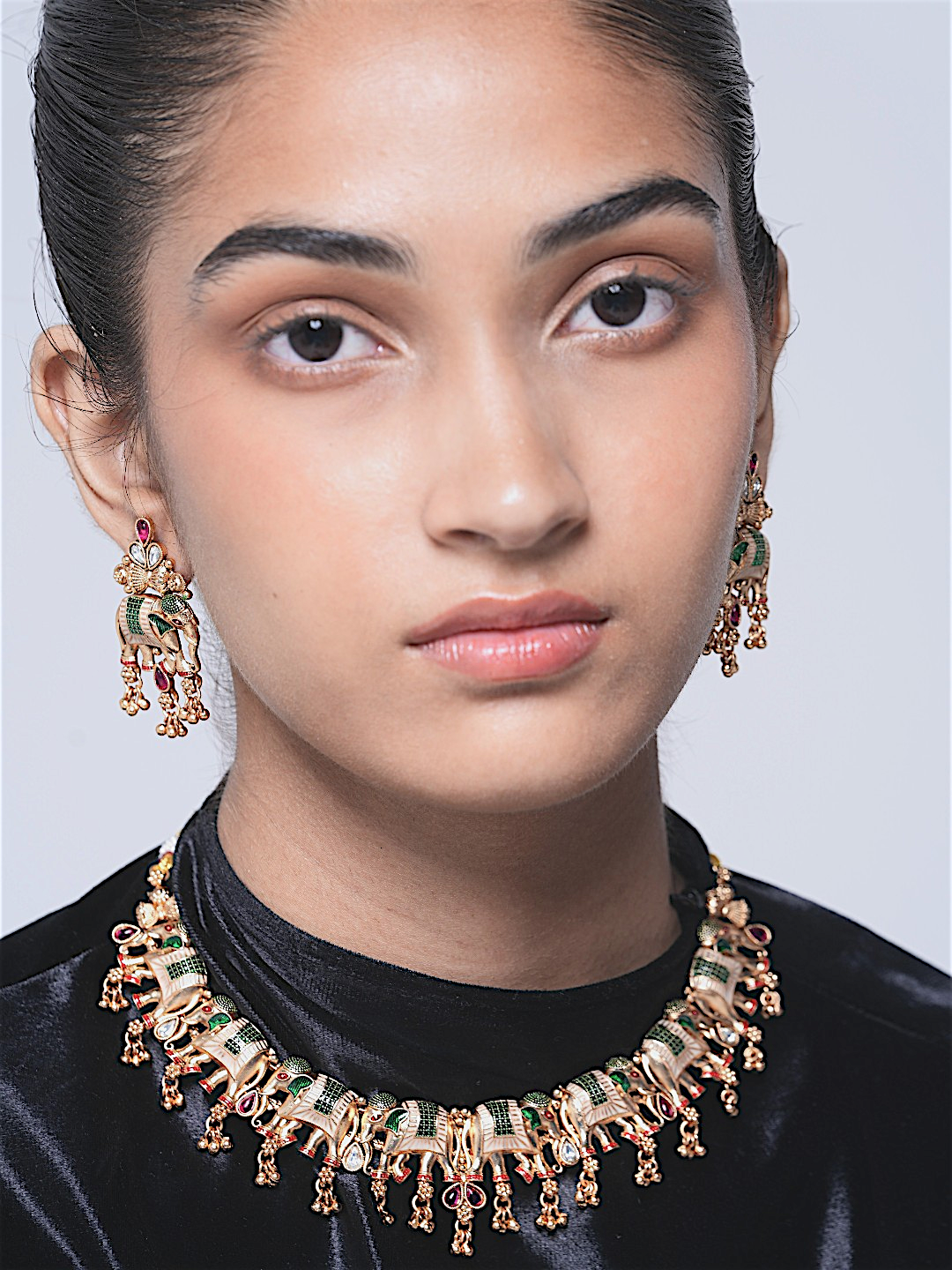 Meenakari Elephant Necklace