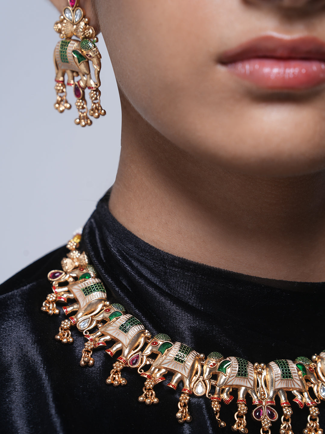 Meenakari Elephant Necklace