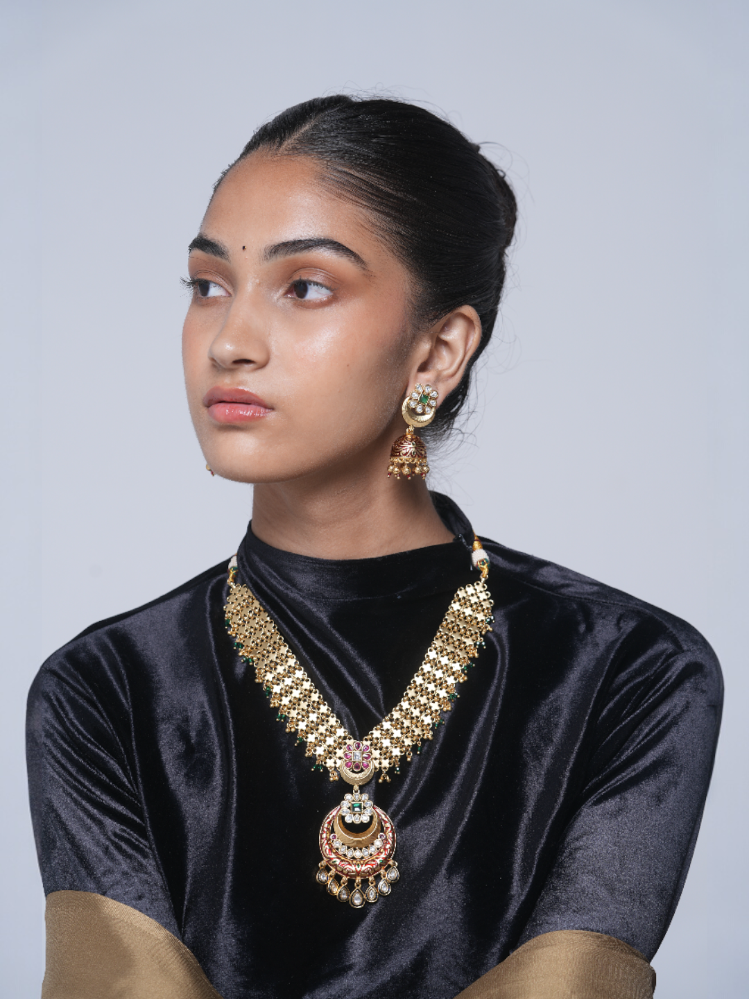 Red Designer Meenakari Necklace