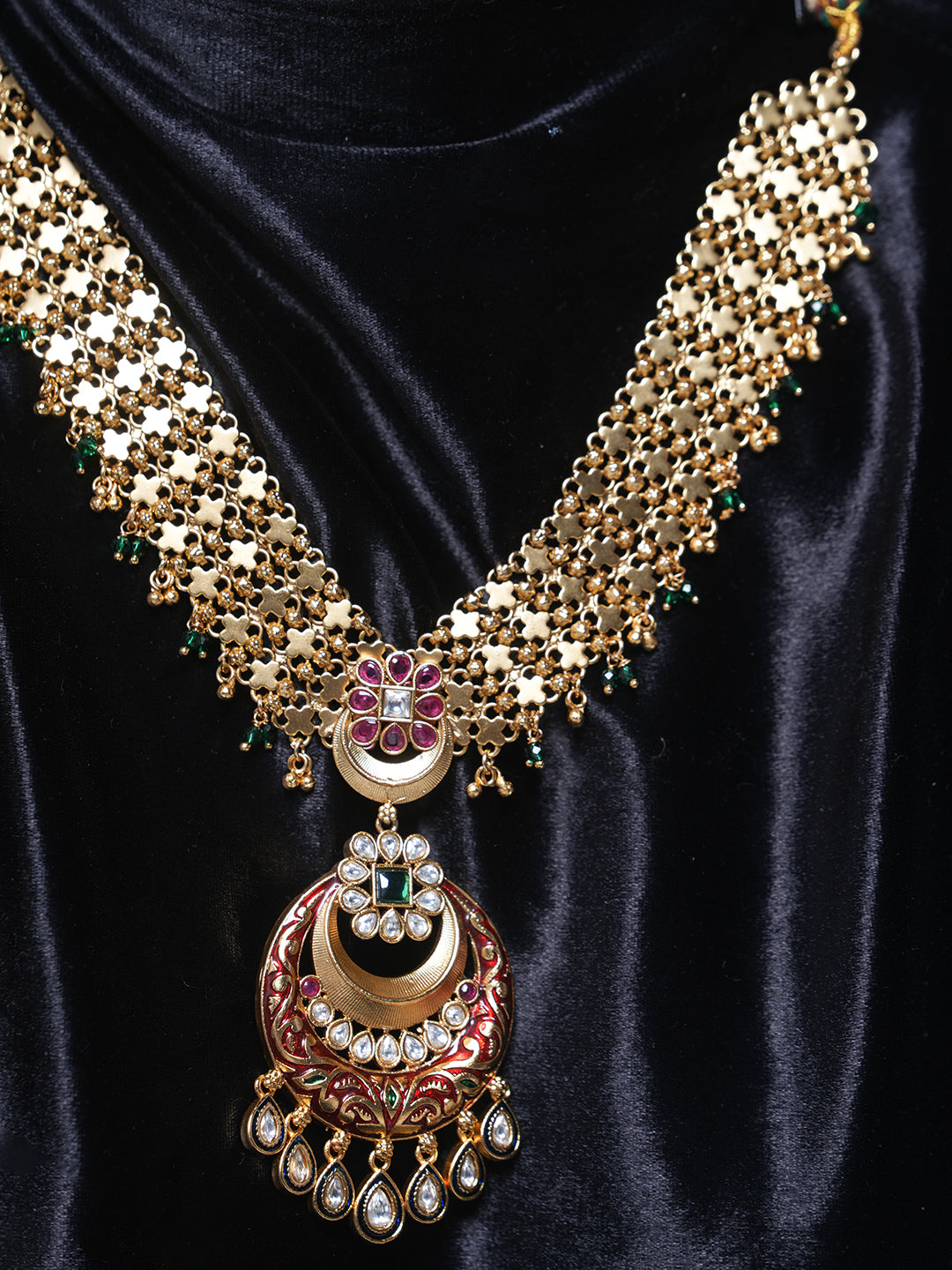 Red Designer Meenakari Necklace